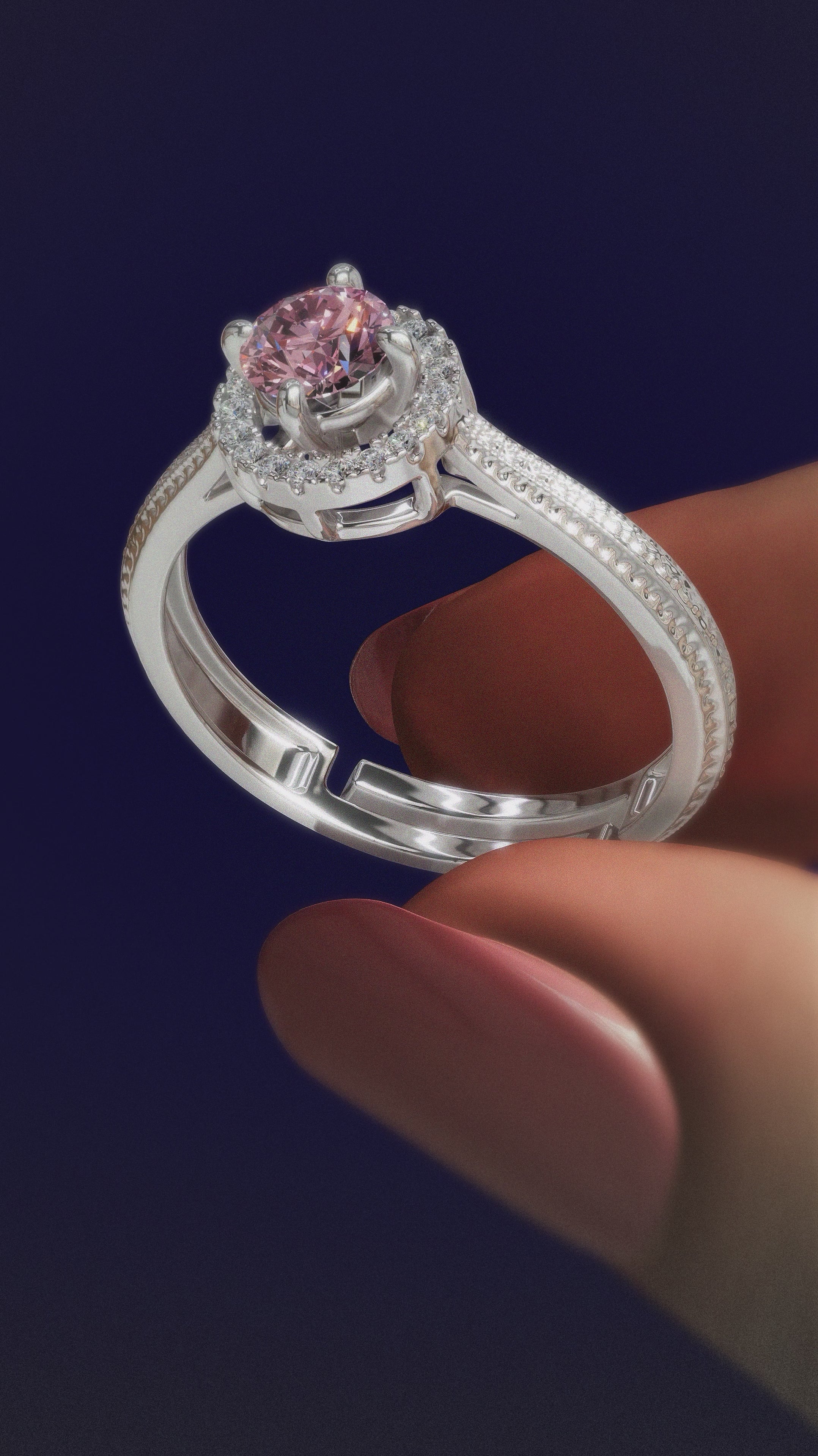 925 silver Solitaire designer finger ring for women and girls